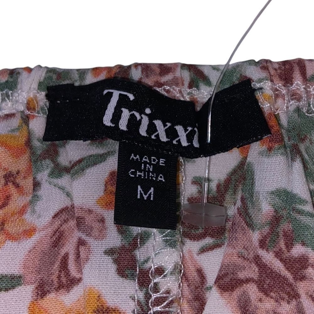 Trixxi NEW Floral Button Front Mini Dress Short Puff Sleeve Boho Cottagecore M - Picture 4 of 11